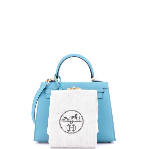 Pre-owned Hermes Hermes Kelly Handbag Blue Epsom With Gold Hardware 25 In Blue