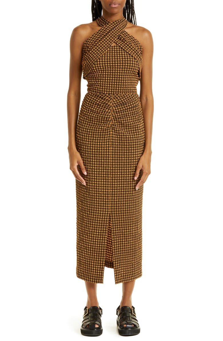 Nanushka Raja Check Seersucker Recycled Polyester Blend Pencil Skirt, Alternate, color,