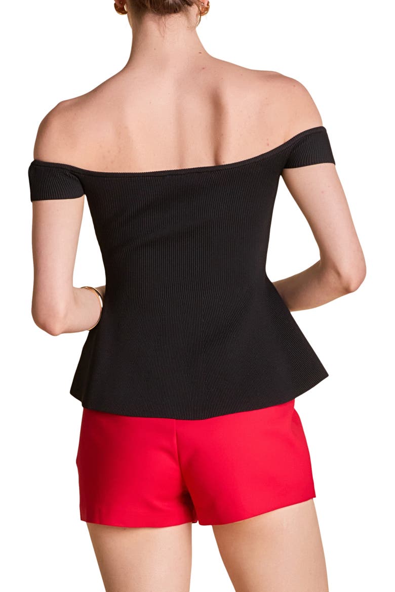 Off the Shoulder Knit Peplum Top, Alternate, color, BLACK