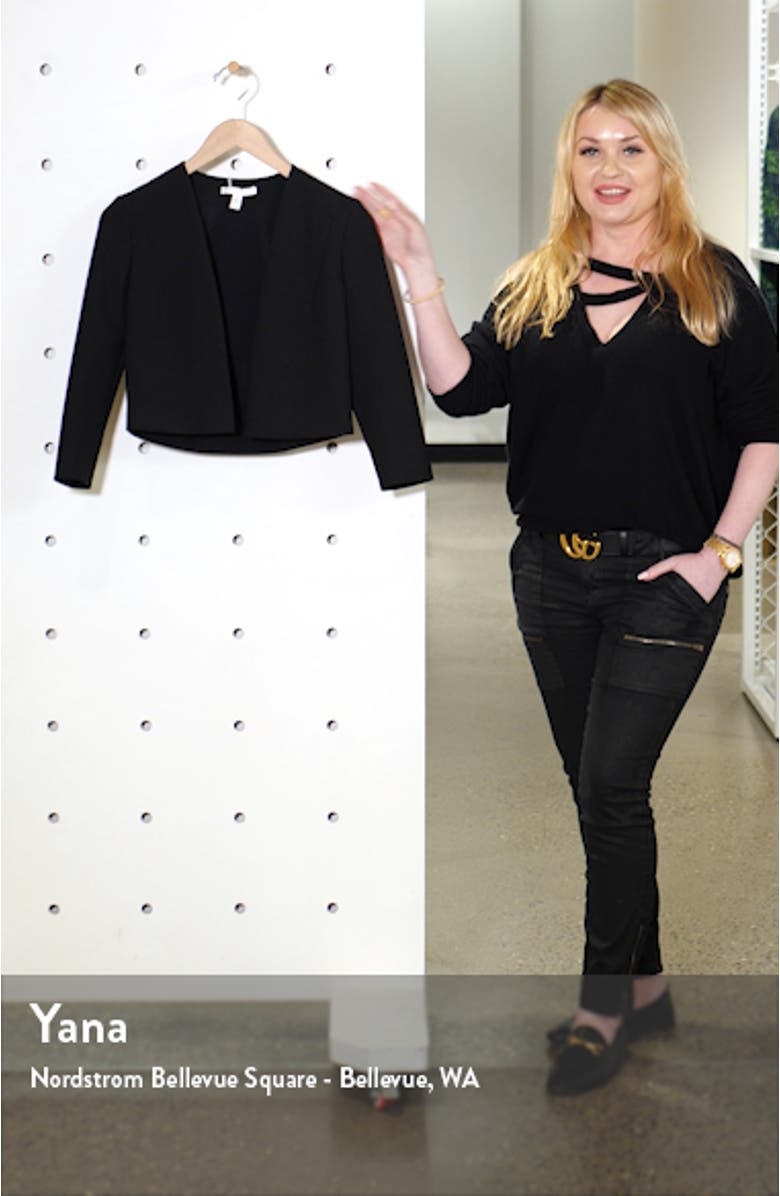 Jikiva Collarless Ponte Crop Jacket, sales video thumbnail