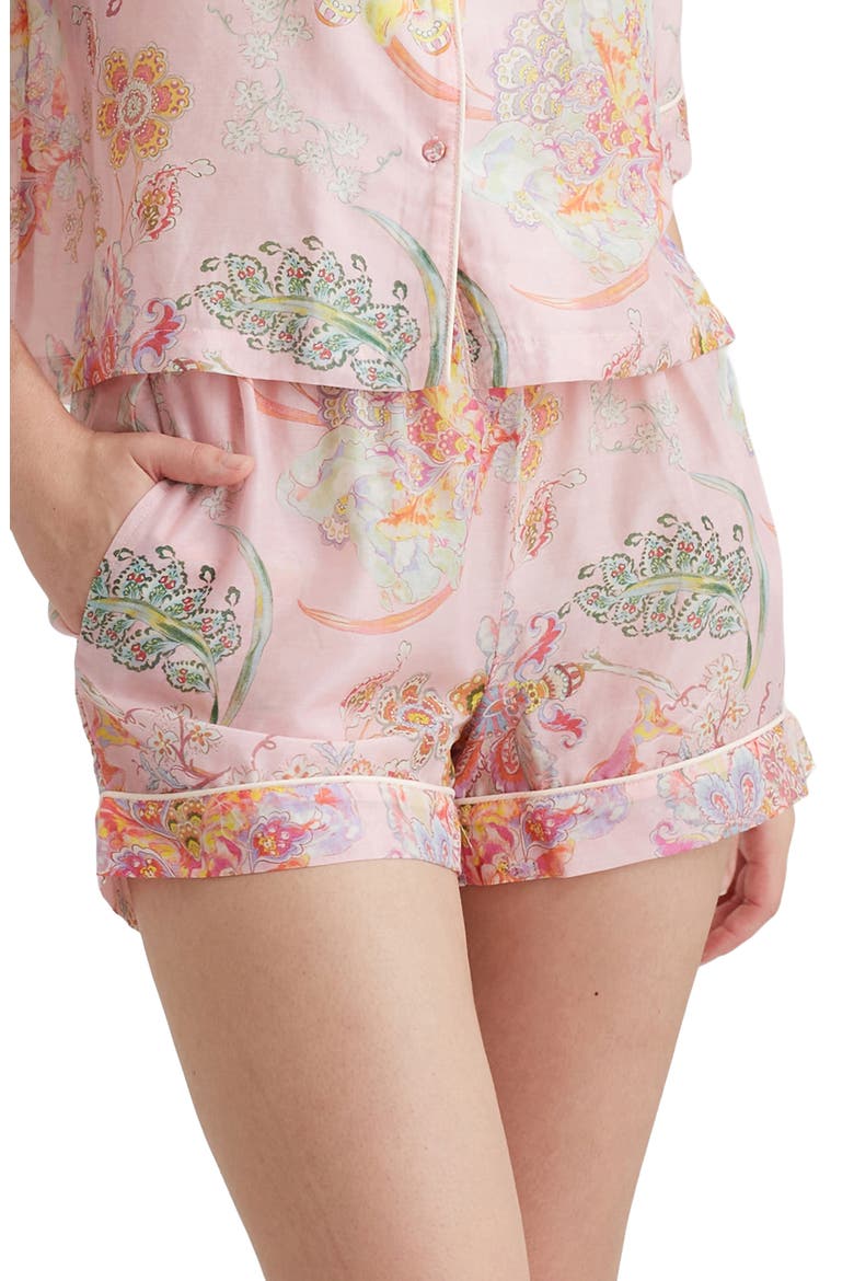 Coco Floral Cotton & Silk Short Pajamas, Alternate, color, PAPINELLE PINK
