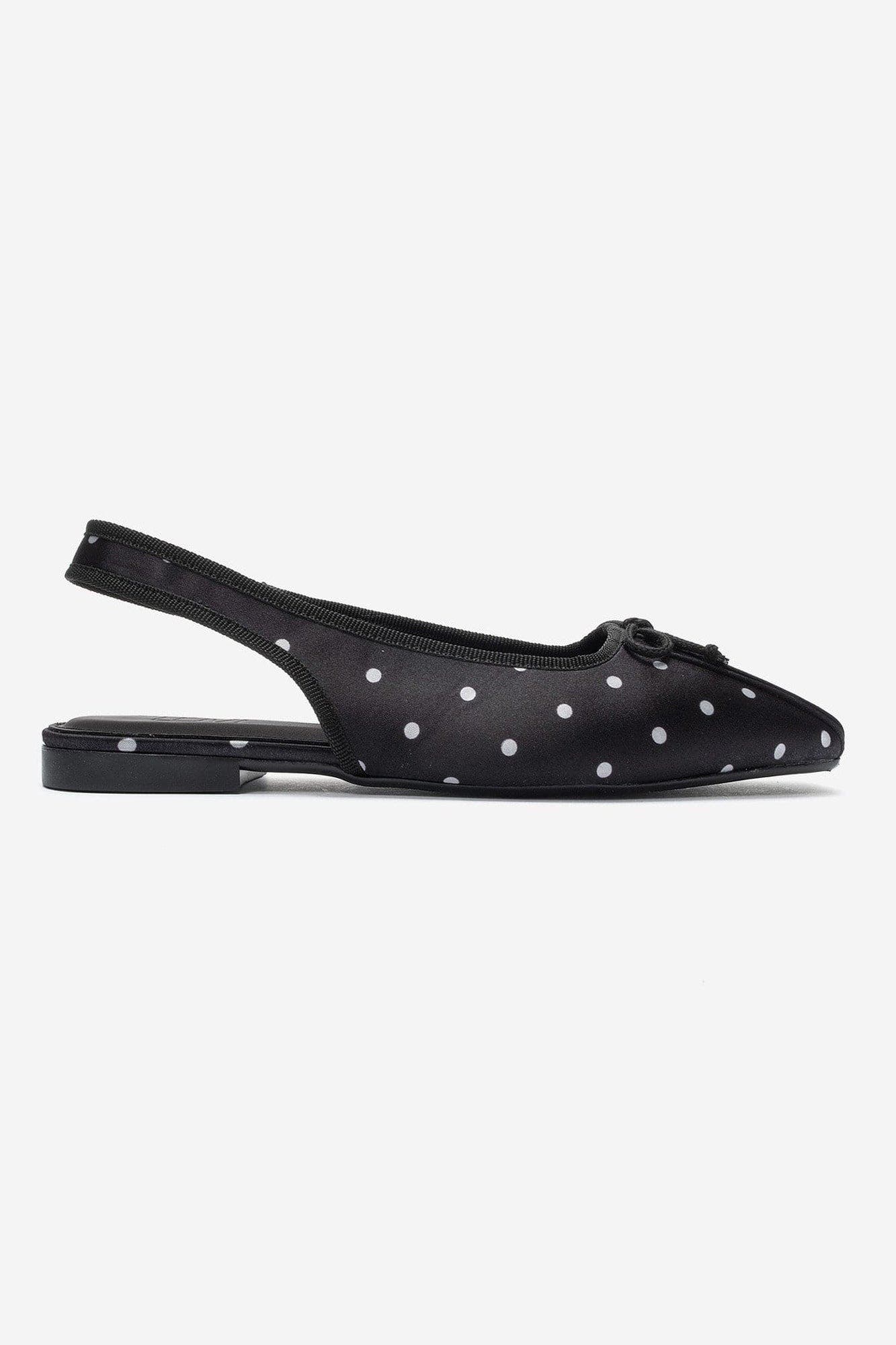 Zelvia Bow Slingback Ballet Flat, Alternate, color, Black Polka Dot