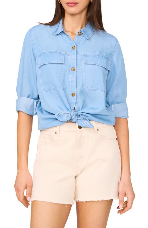 売れ筋商品|||ケネスコール カットソー トップス レディース Women's Chambray Ombr Tunic Shirt Gradient Nik Wash ニッセン トップス M L LL 3L 【大きい胸専用】 綿100％ 汗染み