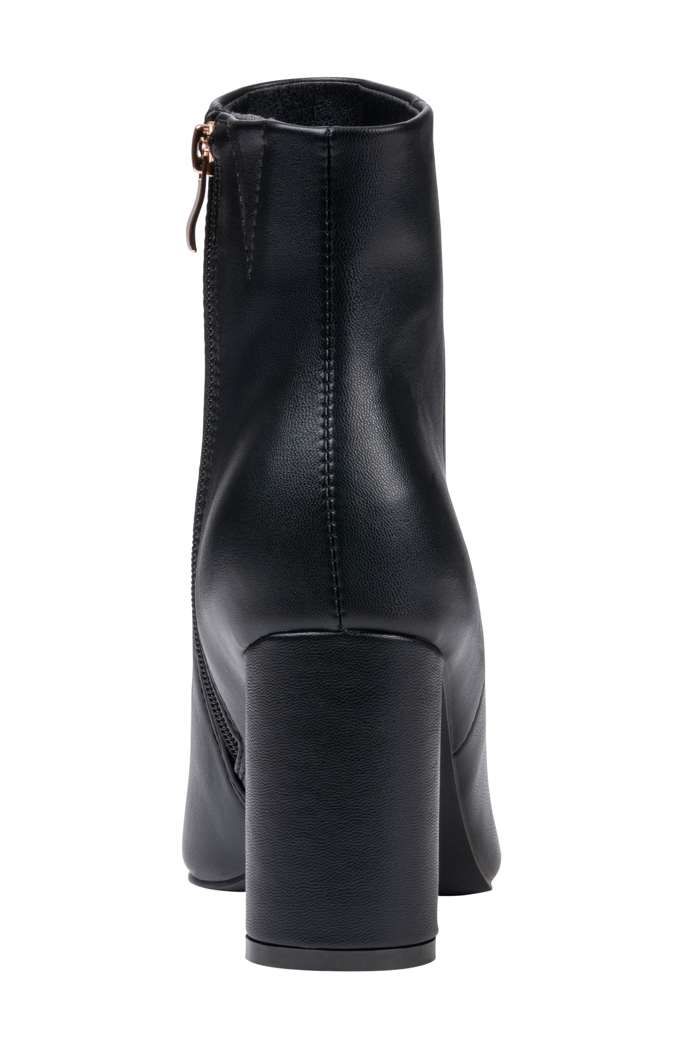 Hadley Faux Leather Pointed Toe Bootie, Alternate, color, BLACK