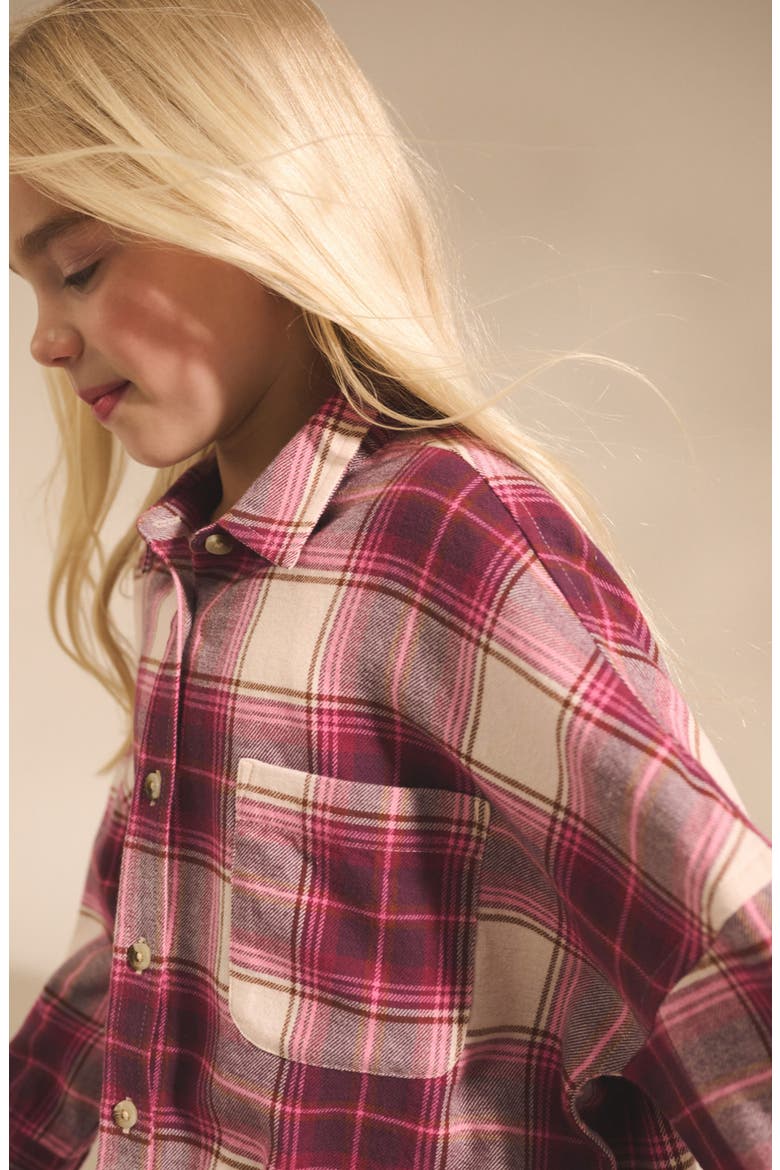 Kids' Check Shacket, Alternate, color, PINK