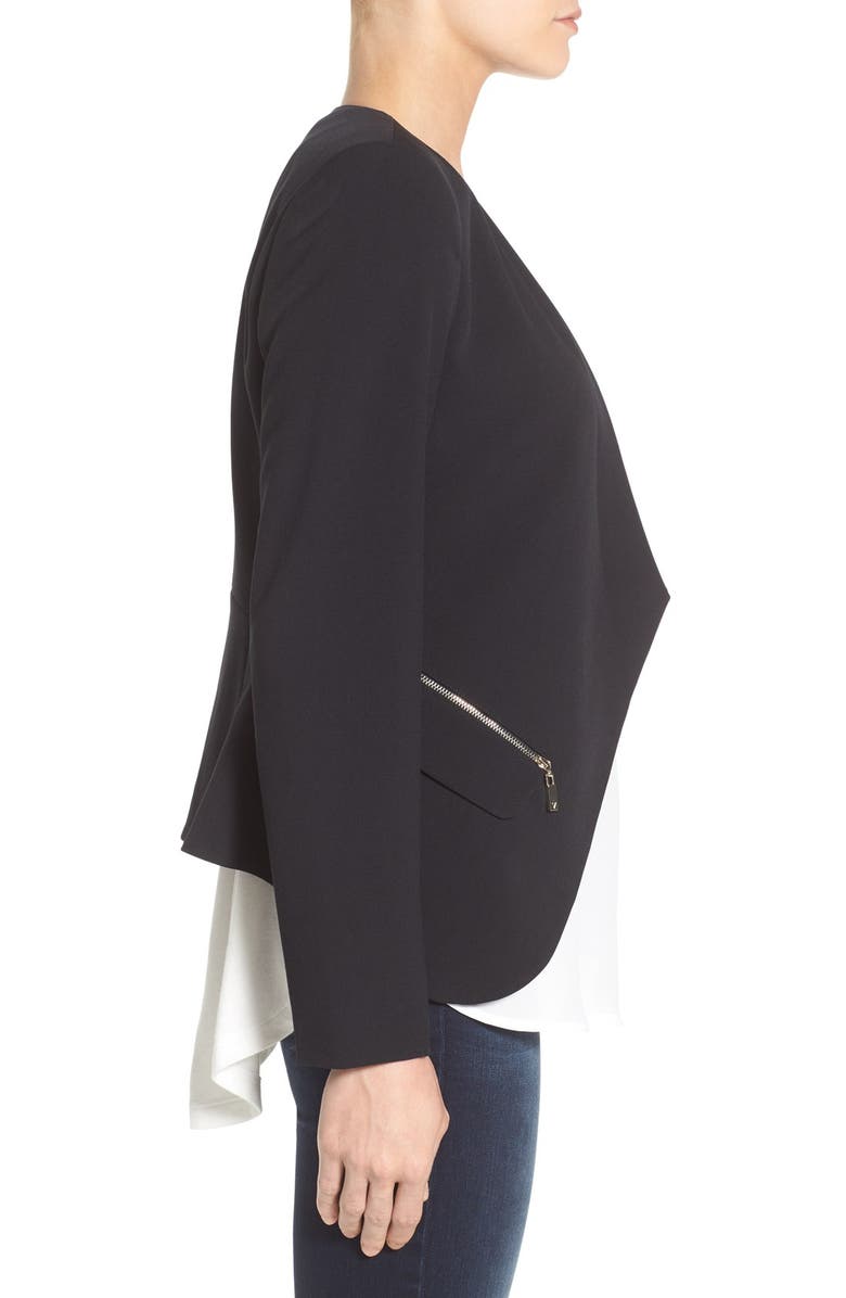 Vince Camuto Zip Pocket Drape Front Blazer, Alternate, color, 