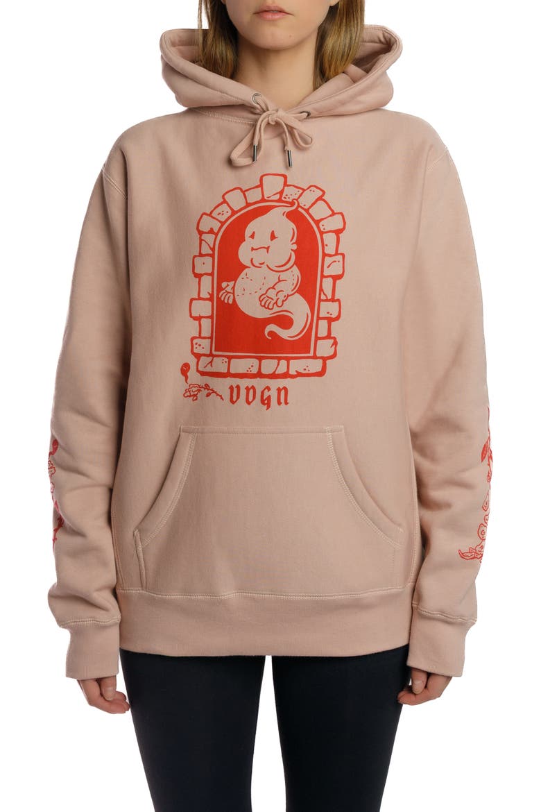 Dead Flowers Heavyweight Hoodie, Alternate, color, Dusty Pink