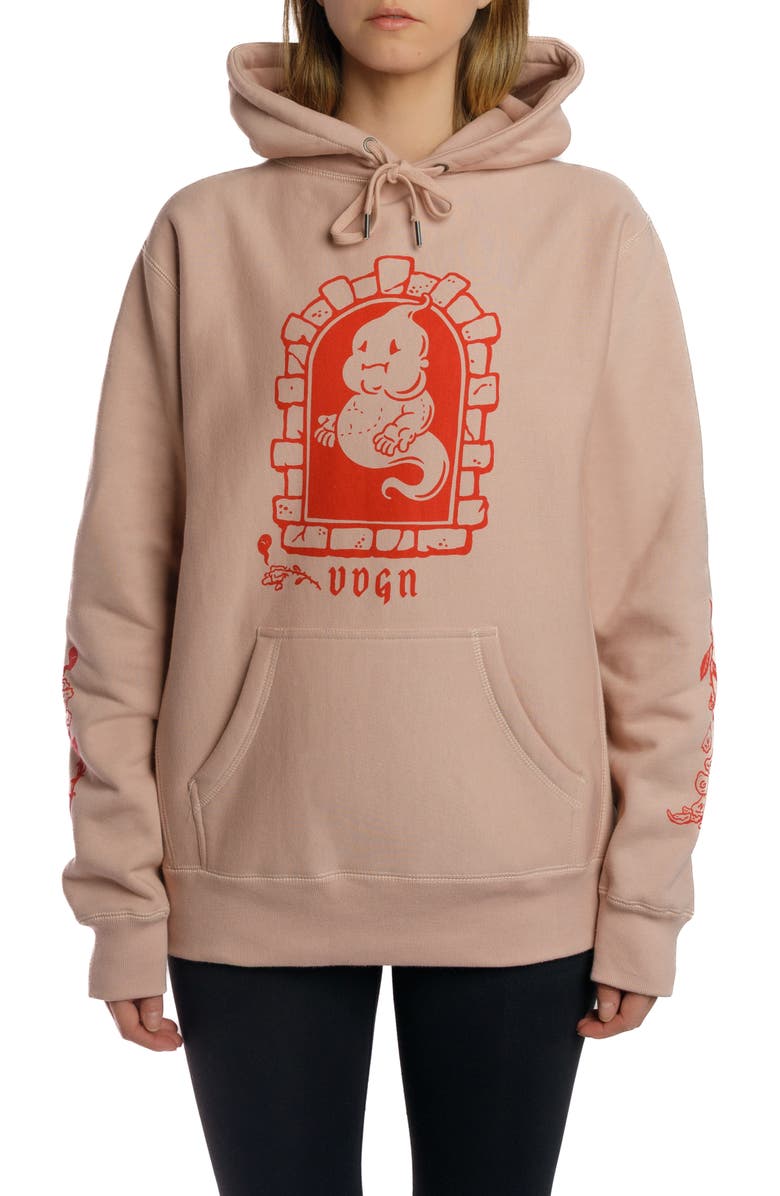 Vardagen Dead Flowers Heavyweight Hoodie, Alternate, color, Dusty Pink
