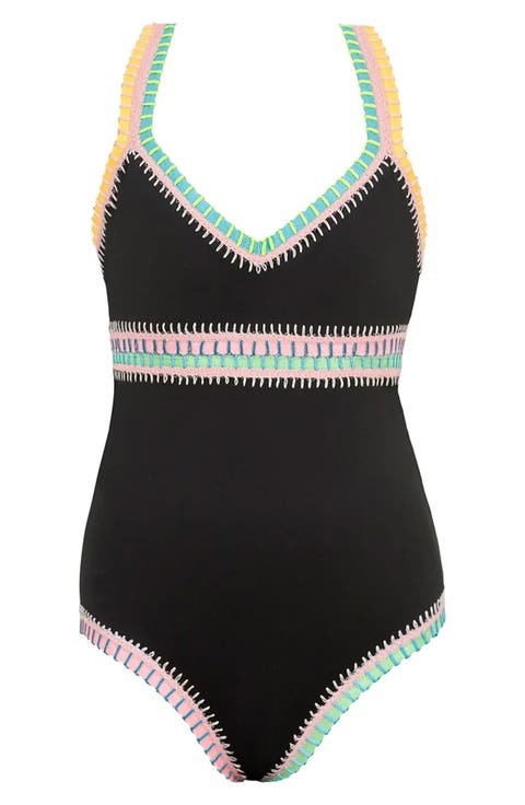 Rainbow Embroidered One-Piece Swimsuit