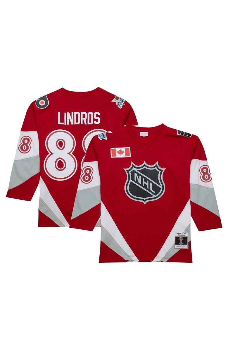 Mitchell & Ness Men's Mitchell & Ness Eric Lindros Scarlet 1999 NHL All-Star Game Blue Line Player Jersey, Alternate, color,