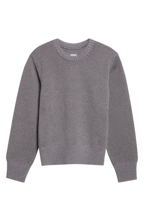 Crop Wool & Cotton Crewneck Sweater