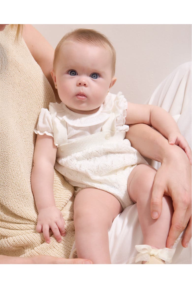 Knitted Romper with Puff Sleeves, Alternate, color, White