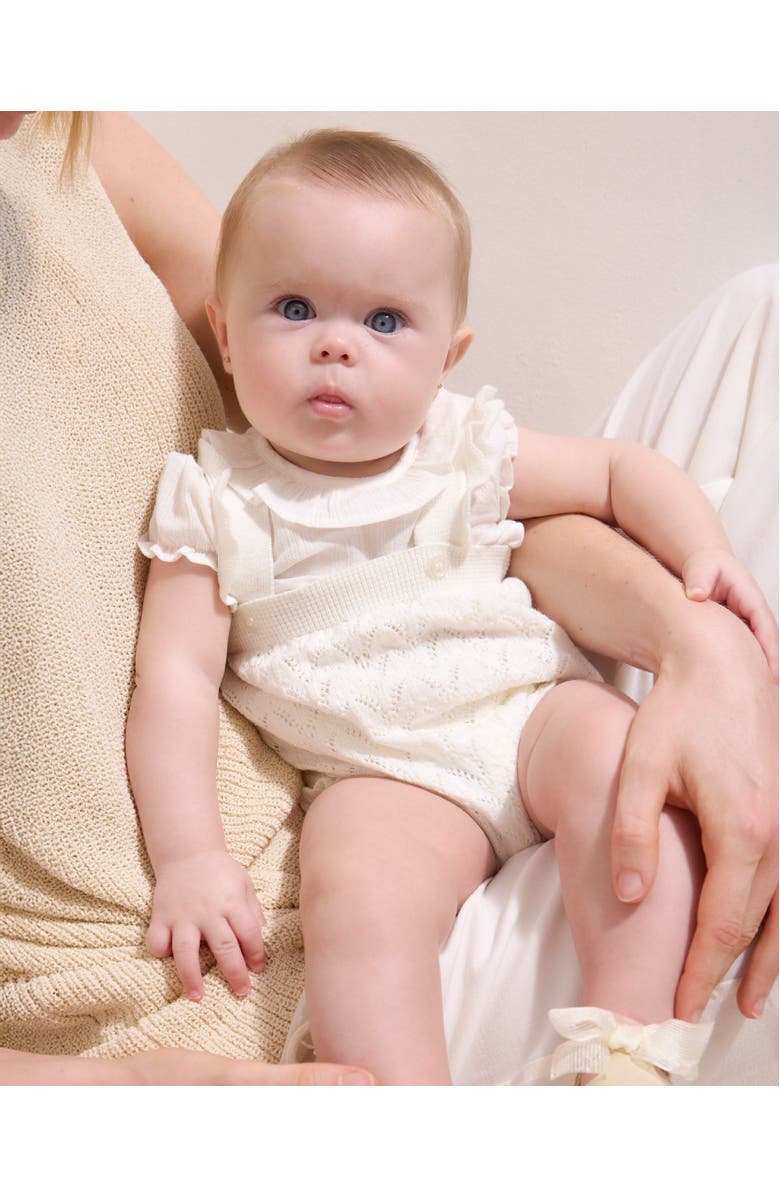 Mayoral Knitted Romper with Puff Sleeves, Alternate, color, White