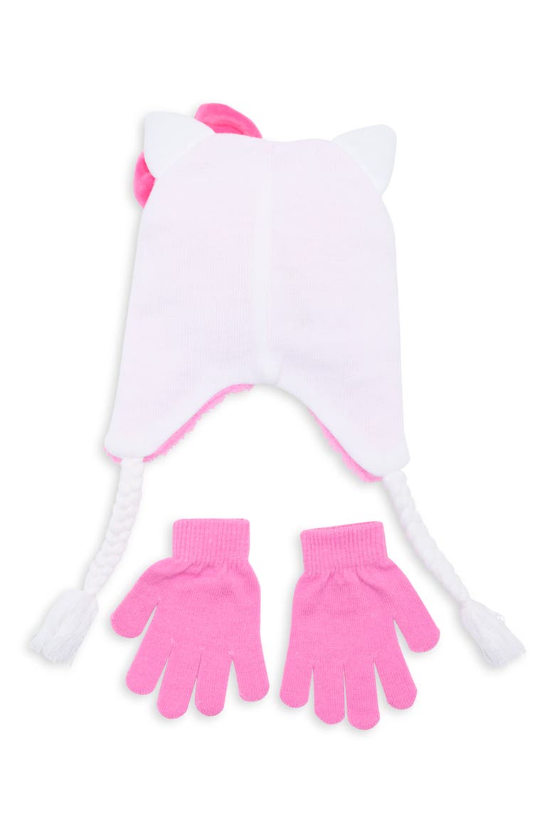Hello Kitty Trapper Hat & Gloves Set, Alternate, color, WHITE