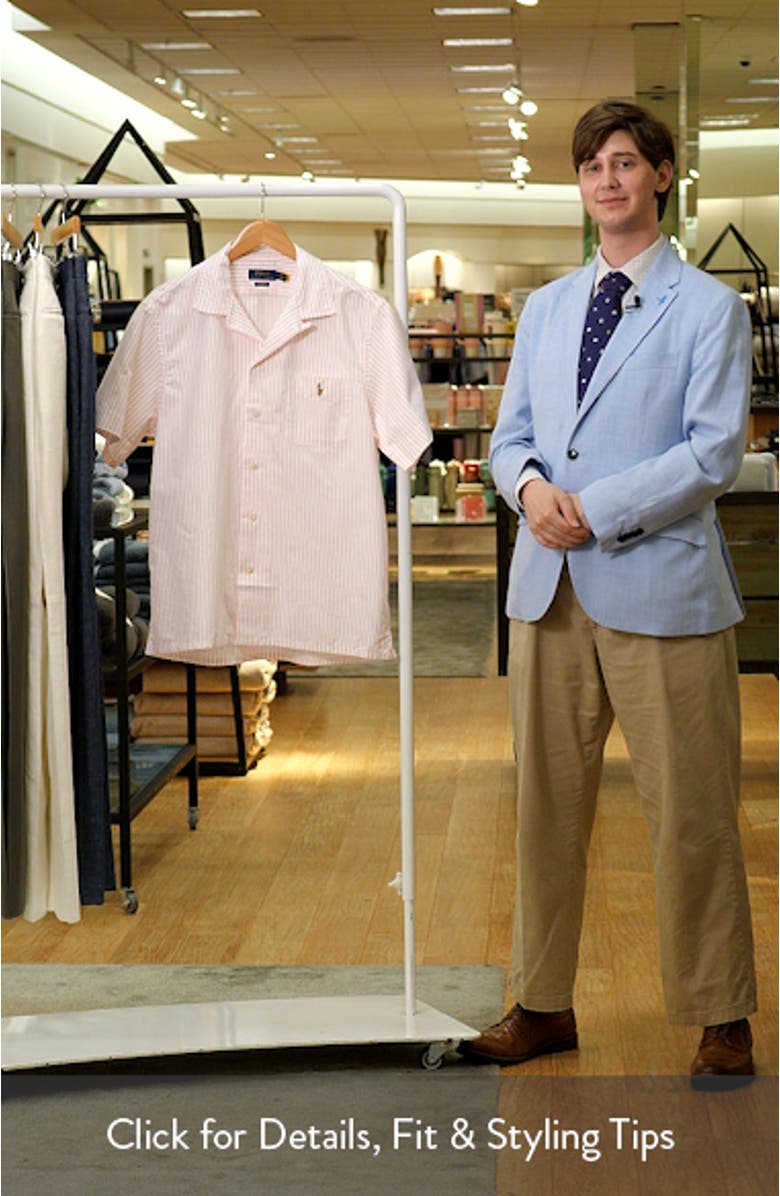 Classic Fit Stripe Cotton Oxford Cloth Camp Shirt, sales video thumbnail