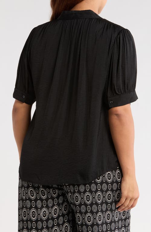 T Tahari Airflow Short Sleeve Button-up Shirt In Black