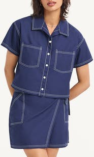 Vitamin A® Ashley Crop Organic Cotton Cover-Up Camp Shirt