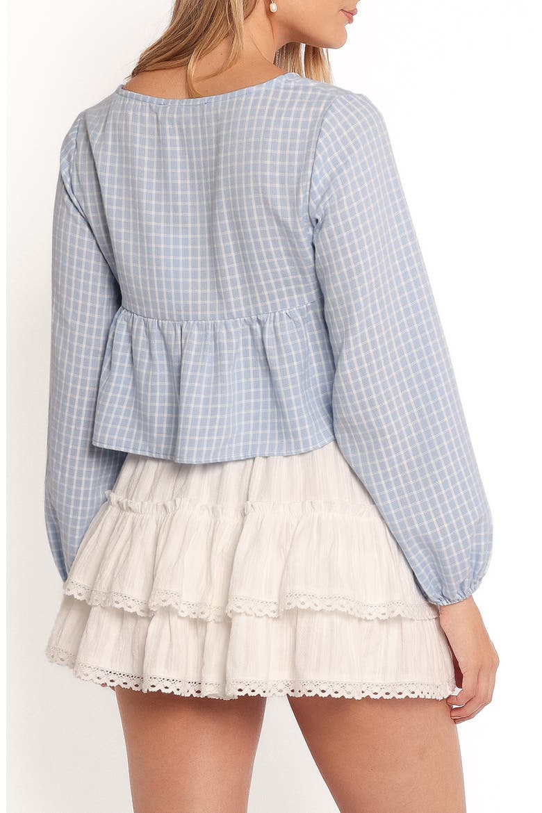 Sundara Tie Front Peplum Top, Alternate, color, BLUE