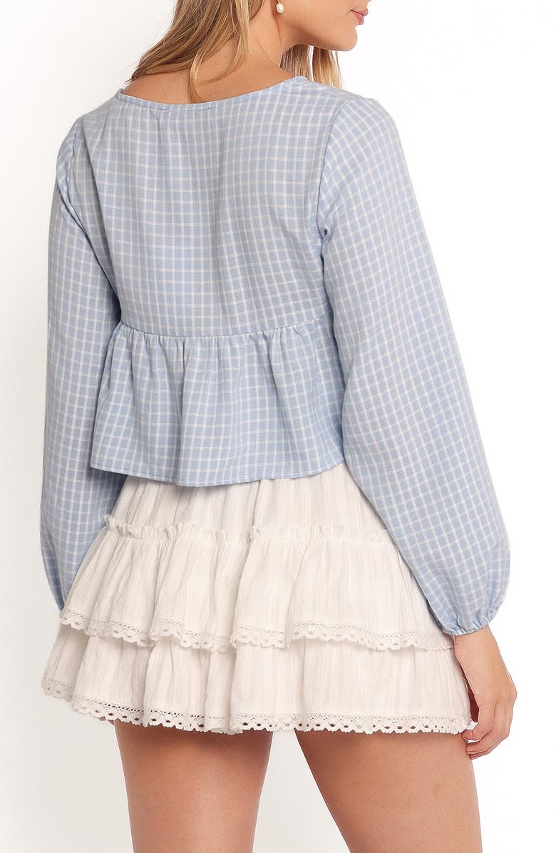 Petal & Pup Sundara Tie Front Peplum Top, Alternate, color, Blue