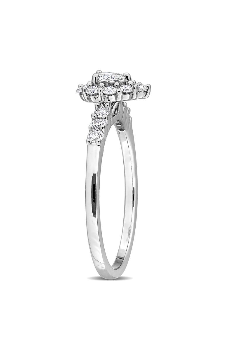 Created Forever Sterling Silver Pear Cut Lab Grown Diamond Halo Ring, Alternate, color, Silver