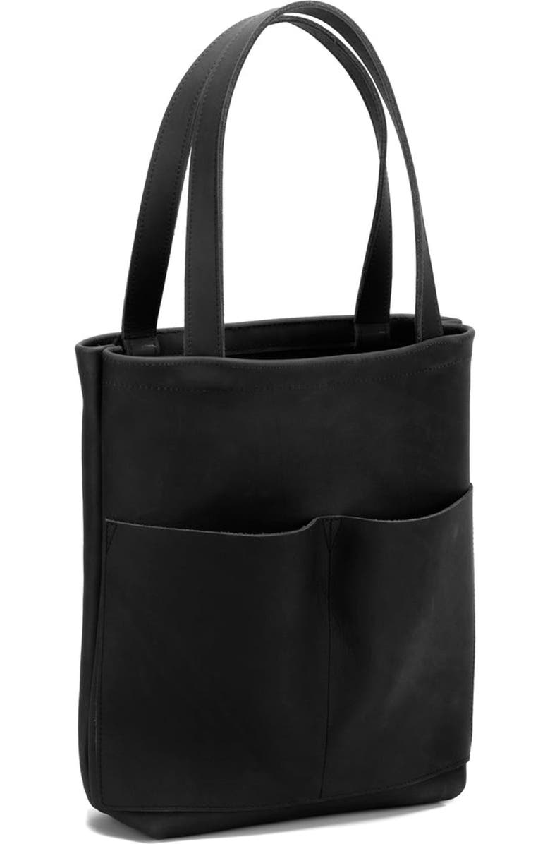 Ezra Arthur Brooklyn American Steer Leather Tote Bag, Alternate, color, Black
