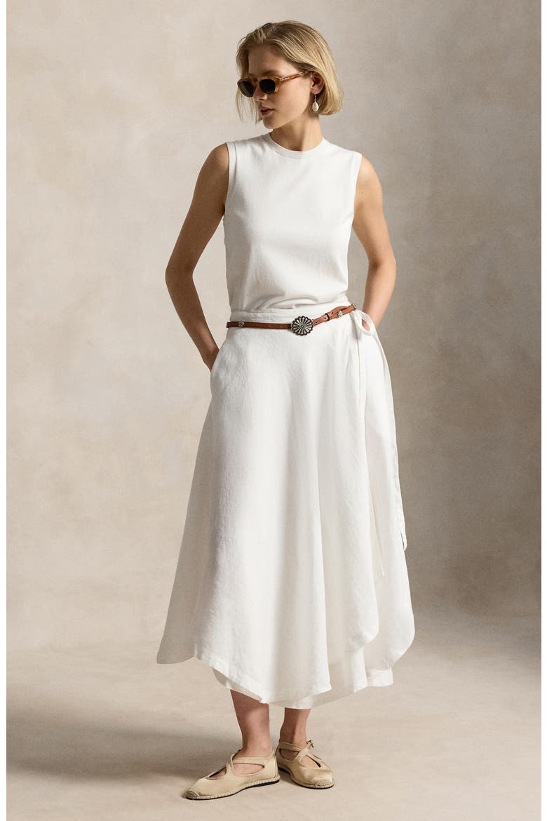 Linen Wrap Skirt, Alternate, color, WHITE