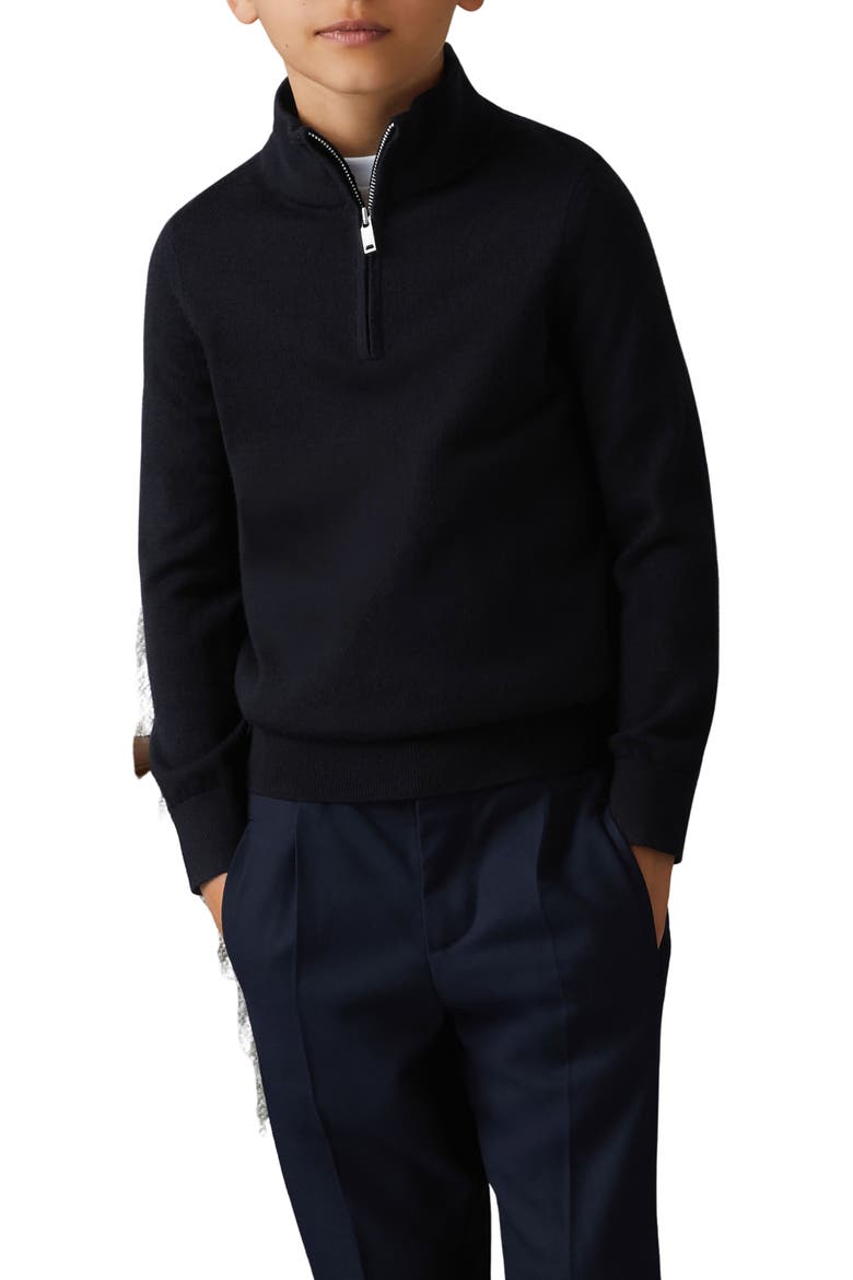Kids' Blackhall Quarter Zip Wool Sweater, Alternate, color, BLACK