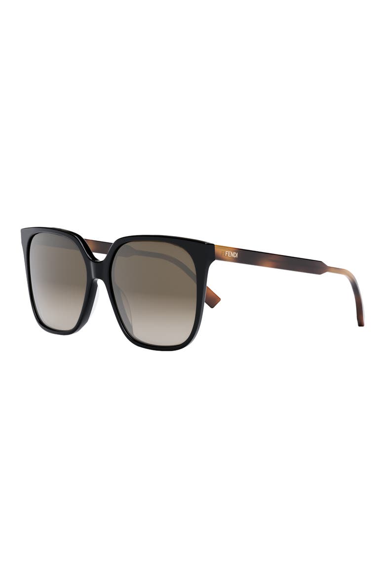 'Fendi Fine 59mm Geometric Sunglasses, Alternate, color, BLACK