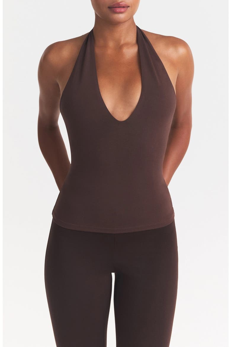 Smooth Layer Halter Top, Main, color, COCOA