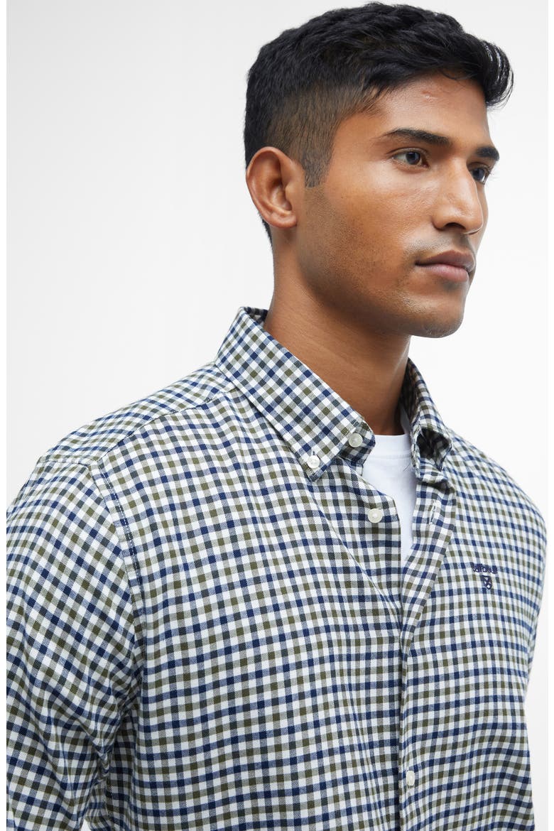 Finkle Gingham Long Sleeve Button Down Shirt, Alternate, color, OLIVE