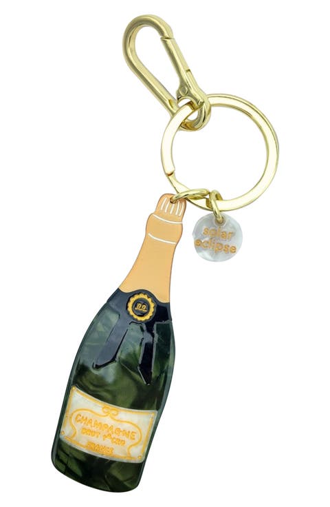 Hand Painted Champagne Key Chain Bag Charm