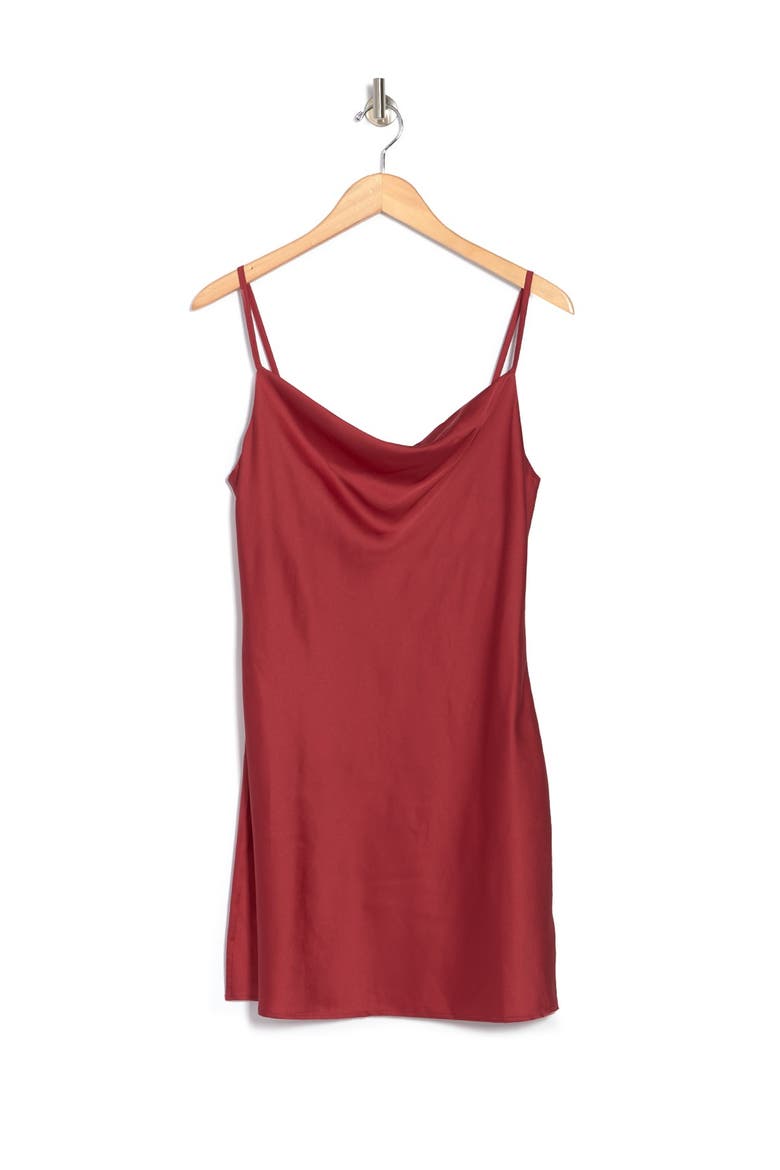 Satin Mini Slip Dress, Alternate, color, RED