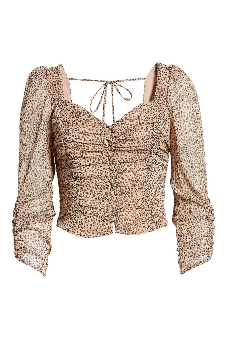 Colima Animal Print Ruched Top, Alternate, color, TAUPE-GOLD ANIMAL