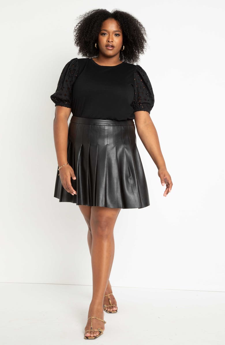 ELOQUII Eyelet Sleeve Top, Alternate, color, 