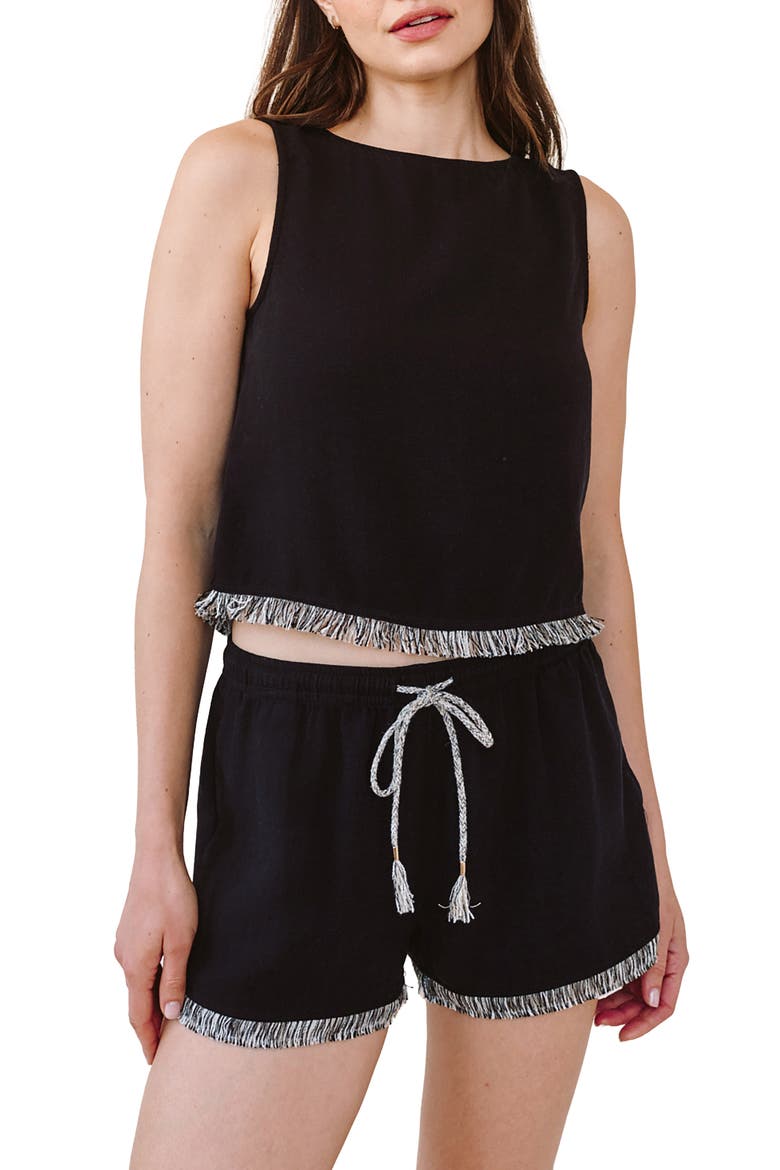 Frayed Hem Crop Tank, Main, color, BLACK