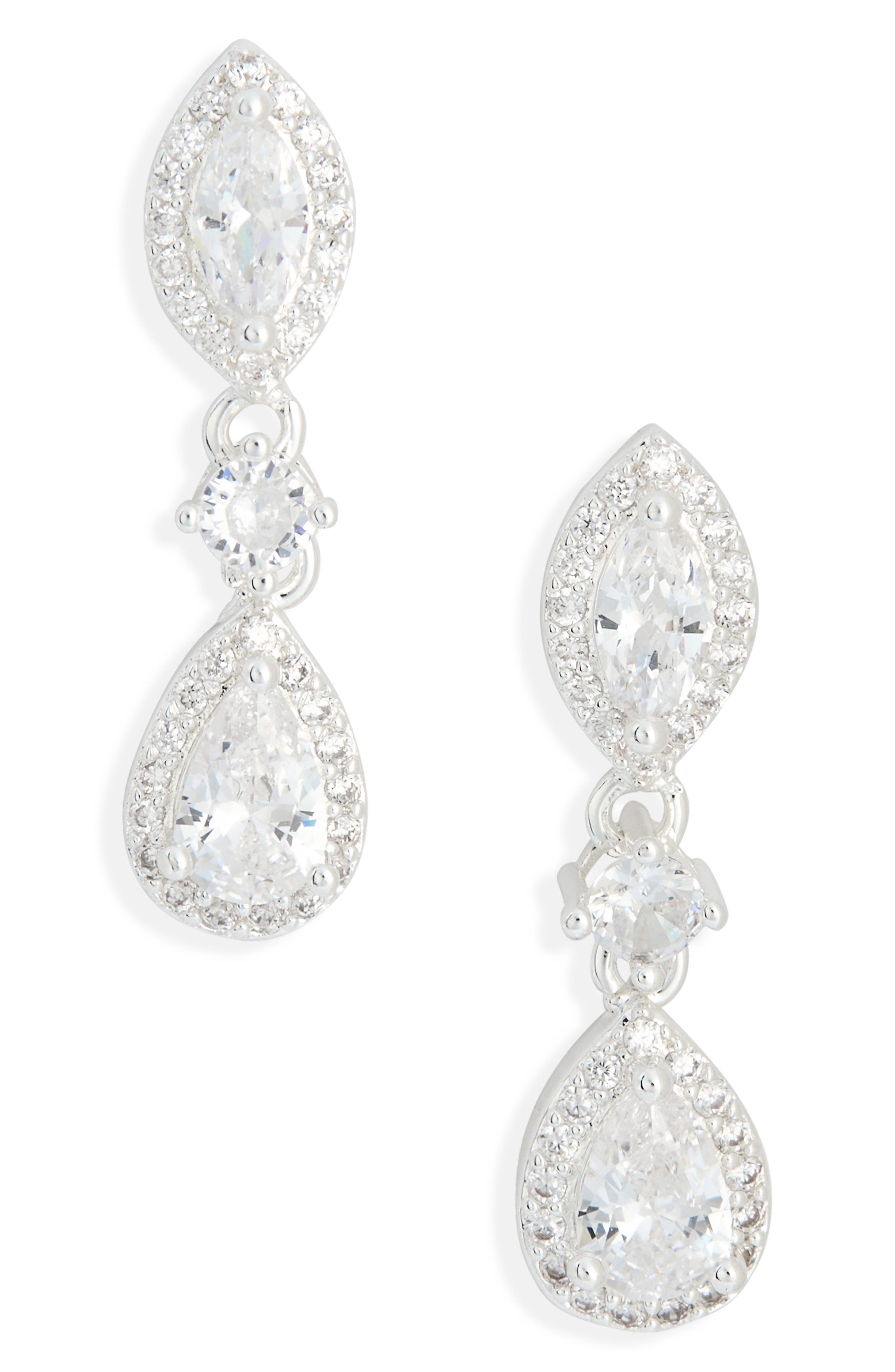 NORDSTROM RACK Cubic Zirconia Halo Drop Earrings