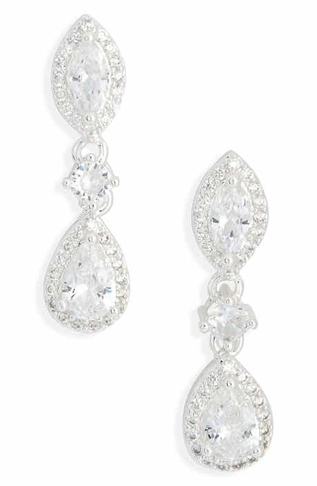 NORDSTROM RACK Cubic Zirconia Halo Drop Earrings