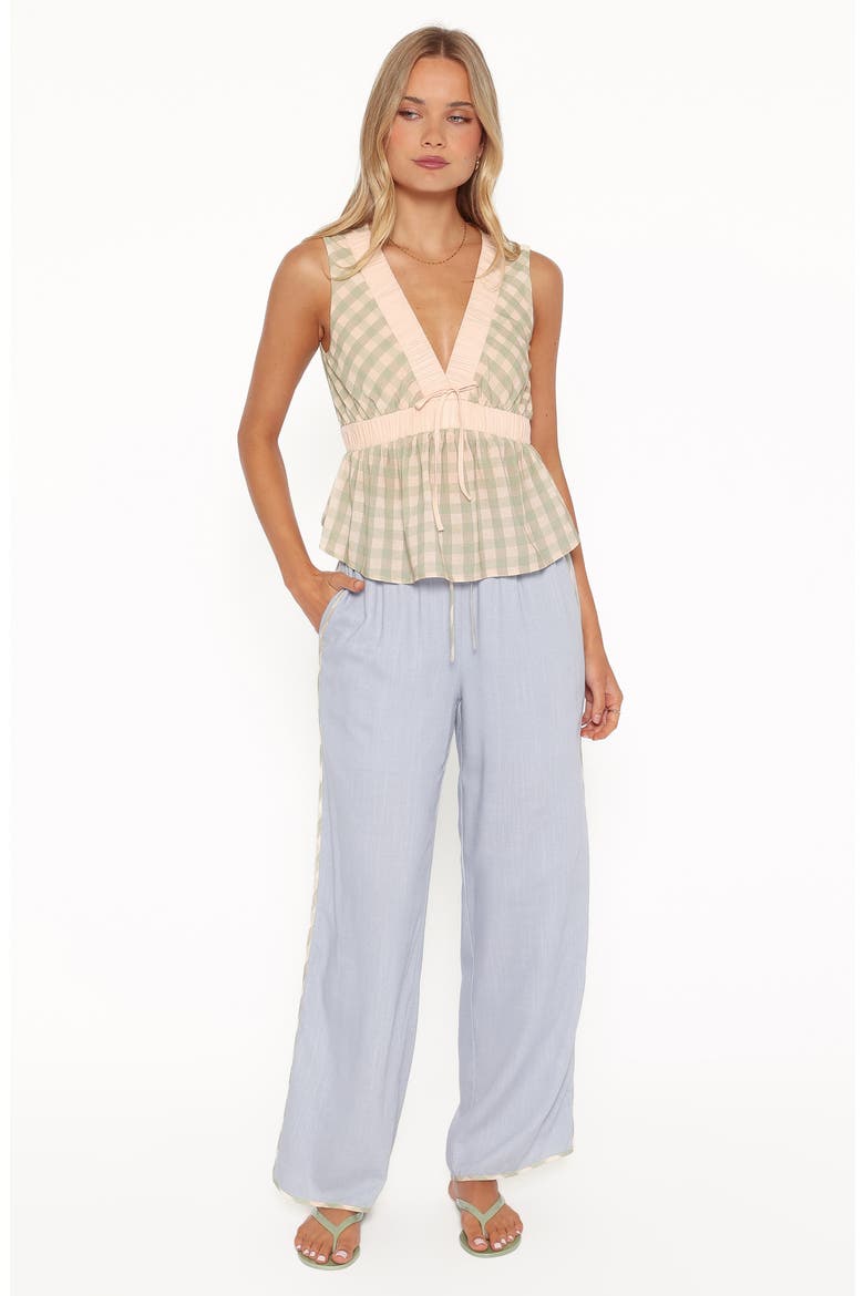 Solace Peplum Top, Alternate, color, GREEN/ PINK GINGHAM