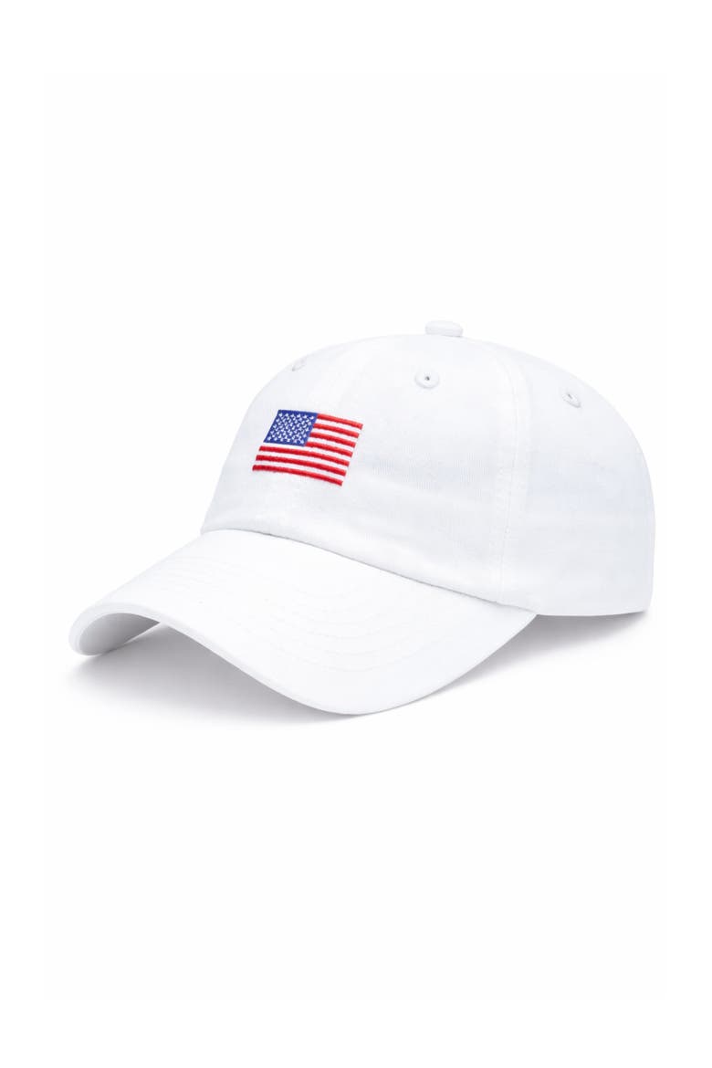 American Flag Baseball Hat, Main, color, White