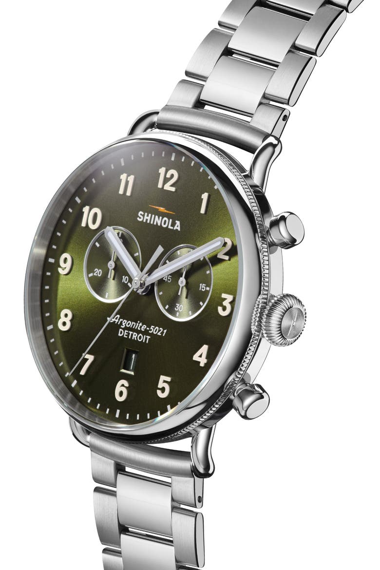 Canfield Chronograph Bracelet Watch, 43mm, Alternate, color, DARK OLIVE