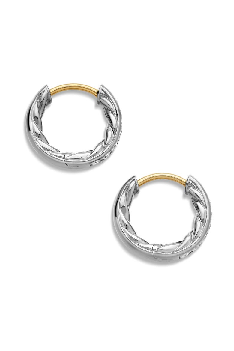 Sculpted Cable Pavé Diamond Huggie Hoop Earrings, Alternate, color, STERLING SILVER/ DIAMOND
