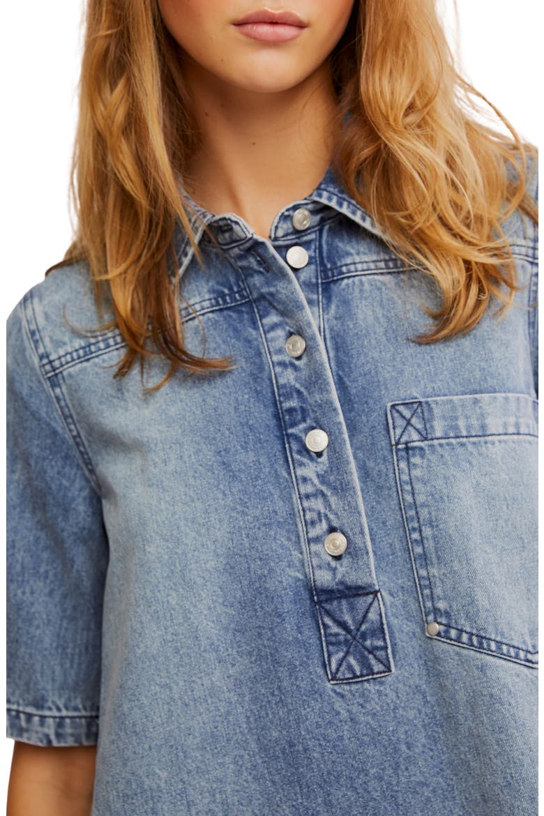 Remino Denim Minidress, Alternate, color, OCEAN BLUE
