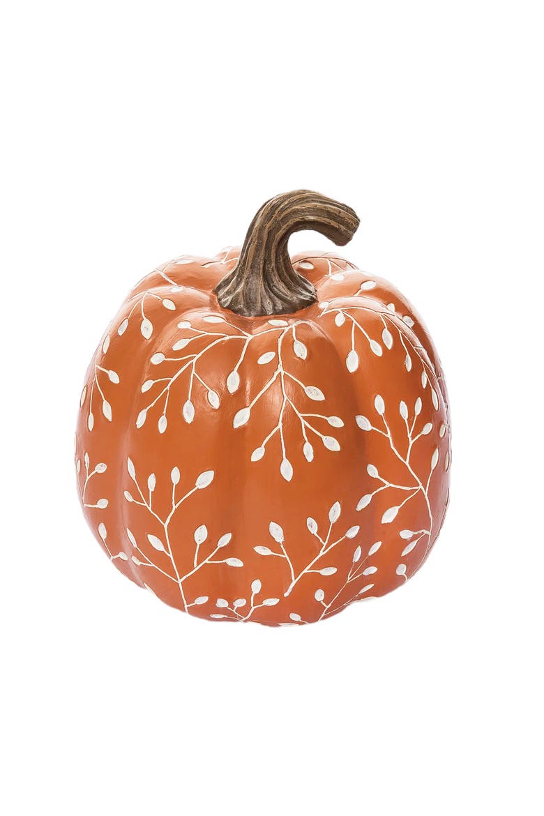 Orange Leaf Pumkin Figurine, Main, color, Orange