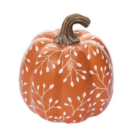 Orange Leaf Pumkin Figurine