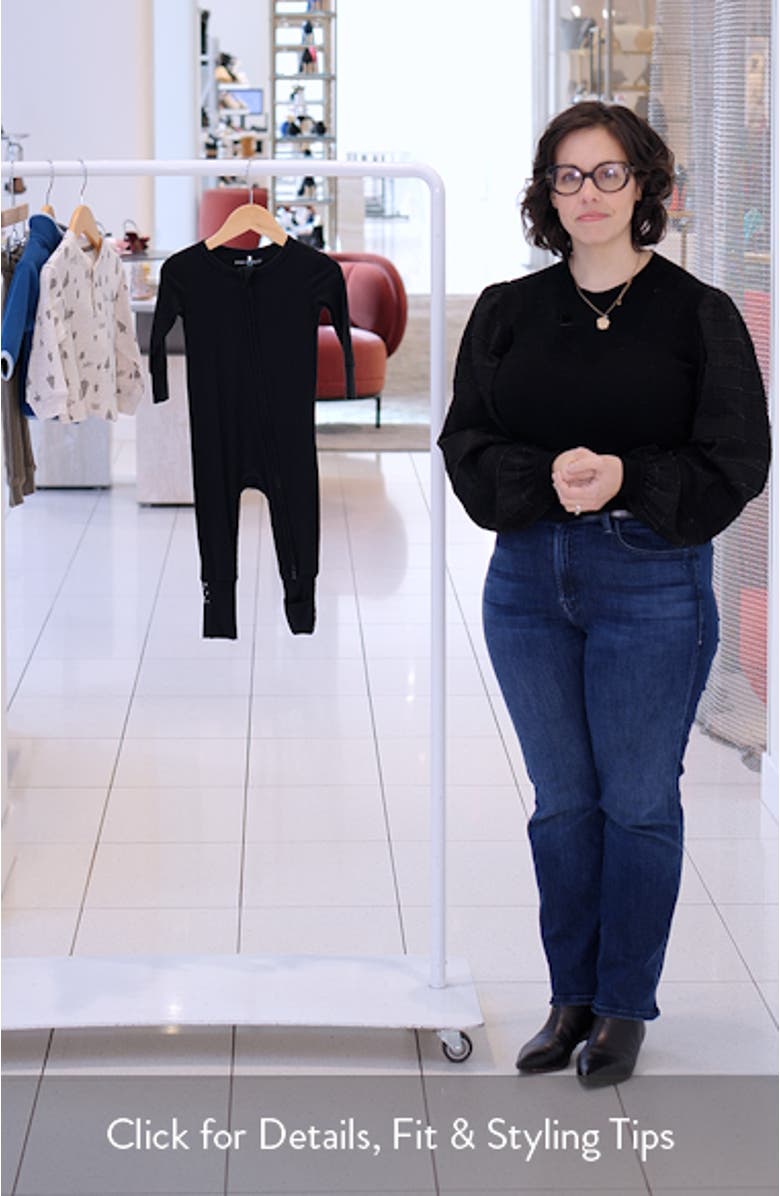 Solid Black Fitted Rib Convertible Footie Pajamas, sales video thumbnail