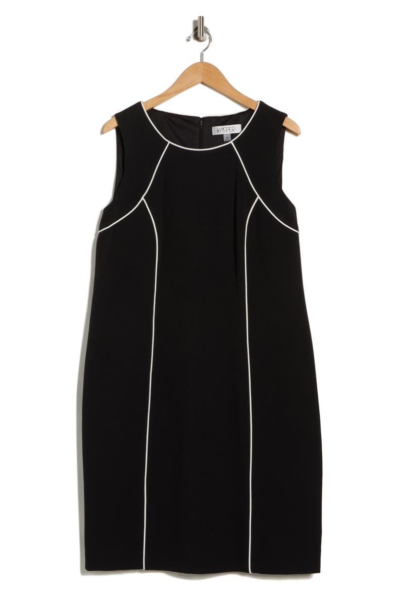 Raglan Piping Sleeveless Sheath Dress, Alternate, color, BLACK/ VANILLA ICE