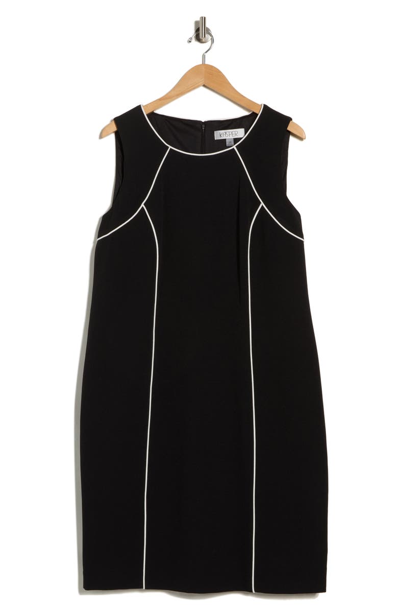KASPER Raglan Piping Sleeveless Sheath Dress, Main, color, Black/ Vanilla Ice
