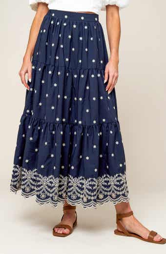 FLYING TOMATO Embroidered Midi Skirt