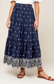 FLYING TOMATO Embroidered Midi Skirt