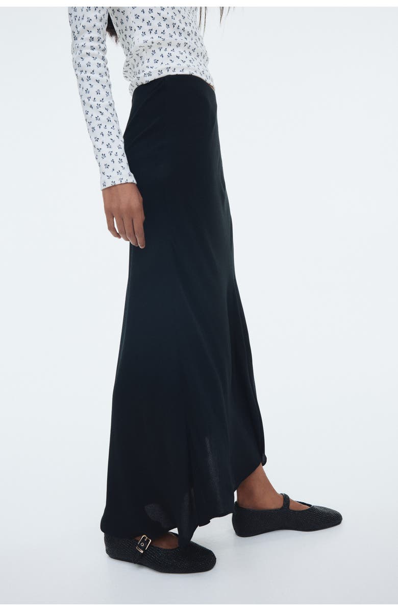 H&M Asymmetric Midi Skirt, Alternate, color, Black